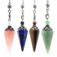 Mesing Pendulum, s Dragi kamen, pozlaćen, različiti materijali za izbor & bez spolne razlike, više boja za izbor, nikal, olovo i kadmij besplatno, 52x16mm, Dužina 9.5 inčni, Prodano By PC