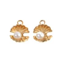Zinc Alloy Pendants with Plastic Pearl Shell golden Sold By Bag