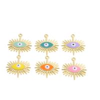 Tibetan Style Enamel Pendants, evil eye pattern, more colors for choice, 23x21x3mm, 100PCs/Bag, Sold By Bag