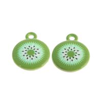 Zinc Alloy Fruit Shape Pendants Resin Round green Sold By Bag