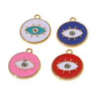 Evil Eye Pendants, Tibetan Style, Round, evil eye pattern & enamel, more colors for choice, 18x15x2mm, 100PCs/Bag, Sold By Bag