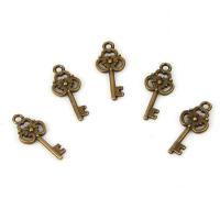 Tibetan Style Key Pendants, antique gold color, 23x10x3mm, Sold By G