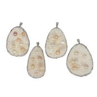 Resin Pendant Brass with Resin & Plastic Pearl with rhinestone white Sold By PC