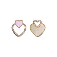 Zinc Alloy Stud Earring 925 thailand sterling silver post pin Heart fashion jewelry & for woman & enamel & with rhinestone Sold By Pair