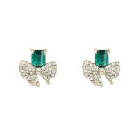 Rhinestone naušnica, Cink Alloy, s Akril vještački dijamant, modni nakit & za žene, zelen, 21x20mm, Prodano By par