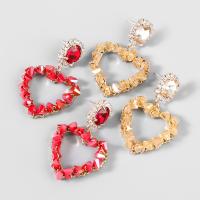 Akryl smycken örhänge, Zink Alloy, med Akryl, Hjärta, mode smycken & för kvinna & med glas rhinestone, fler färger för val, 48x29mm, Säljs av Par