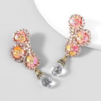 Zinc Alloy Drop Earrings with acrylic rhinestone & Resin fashion jewelry & for woman Sold By Pair