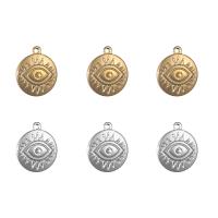 Stainless Steel Pendants, Round, plated, with eye pattern, more colors for choice, 18x21mm, Sold By PC