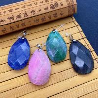 Agate Jewelry Pendants, Teardrop, faceted, more colors for choice, 30x50mm, Sold By PC