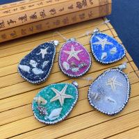 Gemstone Pendants Jewelry Natural Stone with Rhinestone Clay Pave & Resin irregular 30x50- Sold By PC
