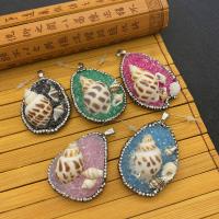 Gemstone Pendants Jewelry, Natural Stone, with Rhinestone Clay Pave & Trumpet Shell & Resin, irregular, more colors for choice,  30x50-40x60mm, Sold By PC