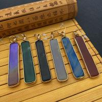 Gemstone Pendants Jewelry Natural Stone with Brass Rectangle gold color plated Sold By PC