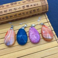Agate Jewelry Pendants, Teardrop, faceted, more colors for choice, 24x40mm, Sold By PC