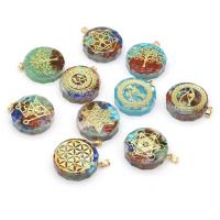 Gemstone Pendants Jewelry with Brass Round gold color plated fashion jewelry Sold By PC
