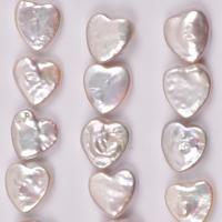 Perles nacres sans trou de culture d'eau douce, perle d'eau douce cultivée, coeur, DIY & aucun trou, blanc, 11-12mm, 5PC/sac, Vendu par sac