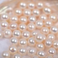 Perles nacres de culture d'eau douce demi percées , perle d'eau douce cultivée, DIY & semi-foré, blanc, 8mm, 5PC/sac, Vendu par sac
