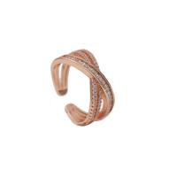 Brass Cuff Finger Ring Geometrical Pattern plated adjustable & micro pave cubic zirconia & for woman & hollow nickel lead & cadmium free US Ring Sold By PC