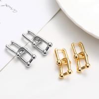 Huggie Hoop Drop Earring, Brass, Geometrical Pattern, plated, for woman & hollow, more colors for choice, nickel, lead & cadmium free, 50mm, Sold By Pair