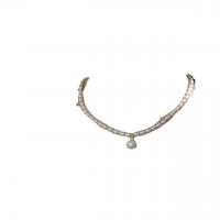 Freshwater Pearl Brass Chain Necklace, Pérolas de água doce, with cobre, cromado de cor dourada, joias de moda & para mulher, 5-6mm, 8-10mm, vendido por PC