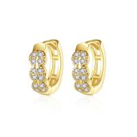 Brass Huggie Hoop Earring, plated, micro pave cubic zirconia & for woman, more colors for choice, 3.30x10.90mm, Sold By Pair