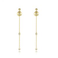 Cubic Zirconia Micro Pave Brass Earring, gold color plated, micro pave cubic zirconia & for woman, 9.30x79mm, Sold By Pair