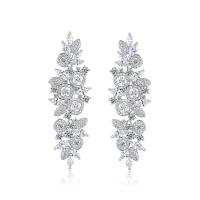 Cubic Zirconia Micro Pave Brass Earring, platinum color plated, micro pave cubic zirconia & for woman, 17.60x55mm, Sold By Pair