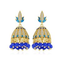 Cubic Zirconia Micro Pave Brass Earring, 18K gold plated, micro pave cubic zirconia & for woman, 17x38mm, Sold By Pair