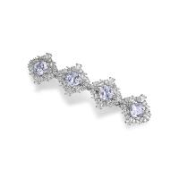 Hair Slide, Brass, platinum color plated, micro pave cubic zirconia & for woman, 77.50x19.40mm, Sold By PC