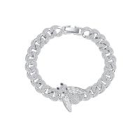 Cubic Zirconia Micro Pave Brass Bracelet platinum color plated micro pave cubic zirconia & for woman Length Approx 7 Inch Sold By PC
