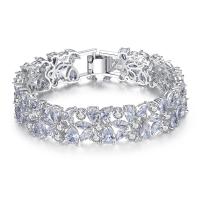 Cubic Zirconia Micro Pave Brass Bracelet, platinum color plated, micro pave cubic zirconia & for woman, 14mm, Length:Approx 7.48 Inch, Sold By PC