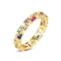 Cubic Zircon Brass δάχτυλο του δακτυλίου, Ορείχαλκος, χρώμα επίχρυσο, διαφορετικό μέγεθος για την επιλογή & μικρο ανοίξει κυβικά ζιρκονία & για τη γυναίκα, 3.30mm, Sold Με PC