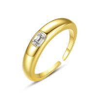 Cubic Zircon Brass δάχτυλο του δακτυλίου, Ορείχαλκος, χρώμα επίχρυσο, Ρυθμιζόμενο & μικρο ανοίξει κυβικά ζιρκονία & για τη γυναίκα, 4.20mm, Sold Με PC