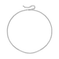 Cubic Zircon Micro Pave Brass Necklace with 1.96 inch extender chain platinum color plated micro pave cubic zirconia & for woman Length Approx 15.74 Inch Sold By PC