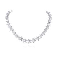 Cubic Zircon Micro Pave Brass Necklace, with Plastic Pearl, with 1.96 inch extender chain, platinum color plated, micro pave cubic zirconia & for woman, Length:Approx 16.92 Inch, Sold By PC