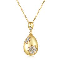 Cubic Zircon Micro Pave Brass Necklace, with 1.96 inch extender chain, gold color plated, micro pave cubic zirconia & for woman, 12.60x23mm, Length:Approx 15.74 Inch, Sold By PC