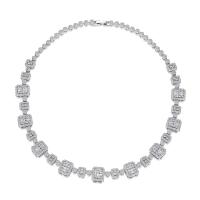 Cubic Zircon Micro Pave Brass Necklace platinum color plated micro pave cubic zirconia & for woman Length Approx 16.92 Inch Sold By PC