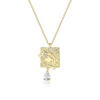 Cubic Zircon Micro Pave Brass Necklace, with 1.96 inch extender chain, gold color plated, micro pave cubic zirconia & for woman, 16.50x28.50mm, Length:Approx 15.74 Inch, Sold By PC