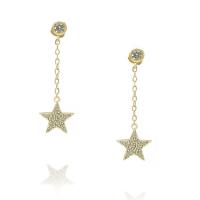 Cubic Zirconia Micro Pave Brass Earring, Star, plated, micro pave cubic zirconia & for woman, more colors for choice, nickel, lead & cadmium free, 39x12mm, Sold By Pair