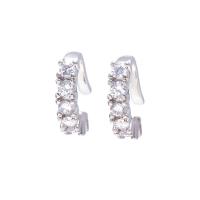 Brass Earring Clip plated micro pave cubic zirconia & for woman nickel lead & cadmium free Sold By Pair