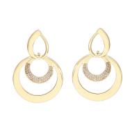 Brass Huggie Hoop Drop Earring plated micro pave cubic zirconia & for woman & hollow nickel lead & cadmium free Sold By Pair
