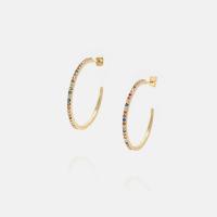 Brass Hoop Earring, plated, micro pave cubic zirconia & for woman, more colors for choice, nickel, lead & cadmium free, 32x34mm, Sold By Pair