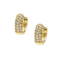 Brass Hoop Earring plated & micro pave cubic zirconia & for woman nickel lead & cadmium free Sold By Pair