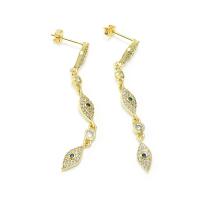 Evil Eye Earrings Brass gold color plated micro pave cubic zirconia & for woman nickel lead & cadmium free Sold By Pair