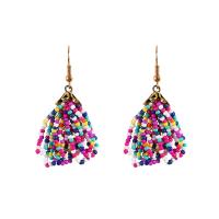 Earring Jewelry Zinc Alloy with Seedbead Bohemian style & for woman multi-colored nickel lead & cadmium free Sold By Pair