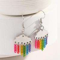 Fashion Fringe Earrings Zinc Alloy Cloud plated rainbow design & for woman nickel lead & cadmium free Sold By Pair
