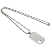 Stainless Steel Jewelry Necklace, Unisex, silver color, 47x26x2mm, Length:45 cm, Sold By PC