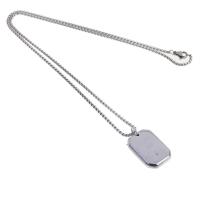 Stainless Steel Jewelry Necklace, Unisex, silver color, 26x18x3mm, Length:45 cm, Sold By PC