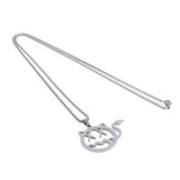 Stainless Steel Jewelry Necklace, Unisex, silver color, 30x44x2mm, Length:45 cm, Sold By PC