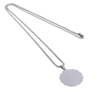 Stainless Steel Jewelry Necklace, Unisex, silver color, 28x28x1mm, Length:45 cm, Sold By PC