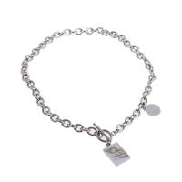 Stainless Steel Jewelry Necklace, Unisex, silver color, 24x16x1mm, Length:45 cm, Sold By PC